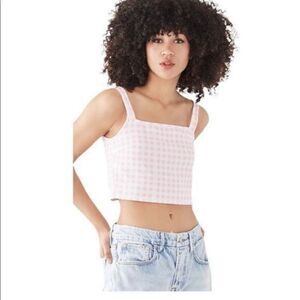 Sokie Collective Pink Gingham Crop Top Small